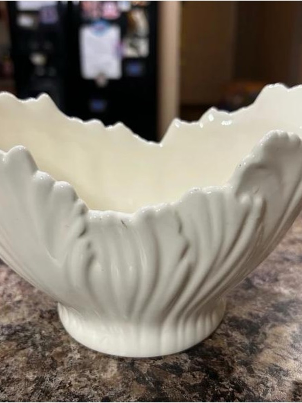 Textured Cream Ceramic Decorative Serving Bowl